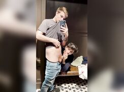 relaxed changing room blowjob