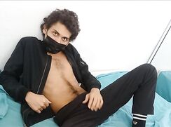 [ABX][4][992] - Cute teen clothing fetishist plays in black clothing and cums