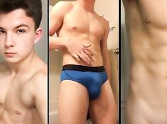 Cute twink exercises cums and showers twink gay porn