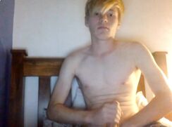 blonde guy at night wank and cum 2 white drops