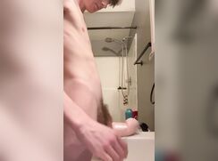 Cumming in the bathroom sink