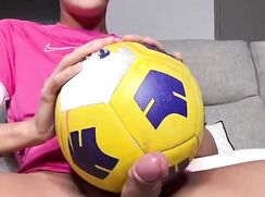 Football player and huge cumshot