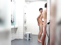 guys having fun in the shower