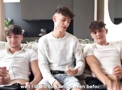 Threesome Boys Bareback Cum