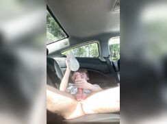 Hot college dude uses fleshlight to cum in car