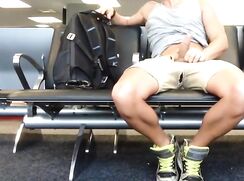 Gray; Risky public wank at the airport