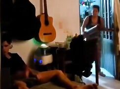 cute brunette akward jerking off ,moment