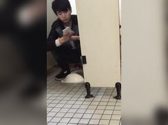 Hot lad open toilet spy