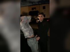 Straight guy getting sucked outside