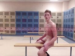 ginger guy naked wank at the locker room