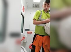 Twink Strips Jerks & Cums in Airplane Bathroom 210