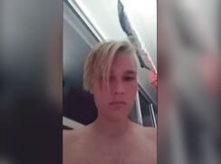 ultra cute face blonde big cock wank