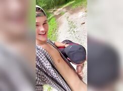 traveling with dad stop to rest ....