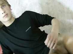 Young blond twink short solo