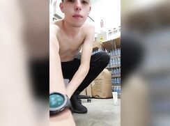 [OCF-GBT][0003] Blond kid jacks off in warehouse - Shooting on floor