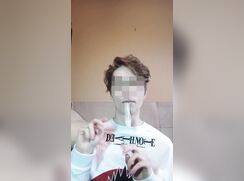 Lovely Boy Jerks Off And Swallows His Cum into A Condom  -  Gay Twink Porn