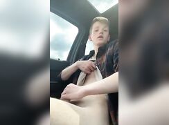 cute blonde car get hornie jacking relieve