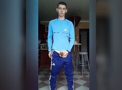 cute guy in adidas strip show hard on cock and open ass porn