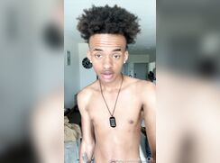 Sexy Black twink jerking off and blowing a load