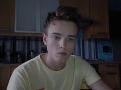 Blond and blue eyed twink cams and cums, and showers