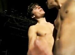 Muscle boys fool around outside