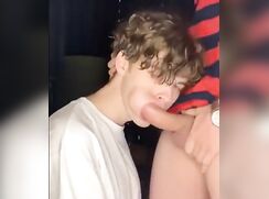 Sucking on his friend cock