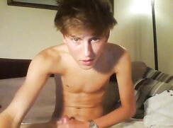 Tanned twink chats, jerks, and cums gay porn boys