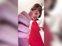 Well dressed twink moans and cums gay porn tube