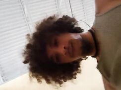 Cute mixed guy jerk and cum in dressing room.