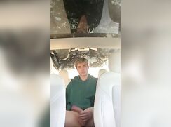 cute blonde green hoodie get hornie at the car while waiting his gf