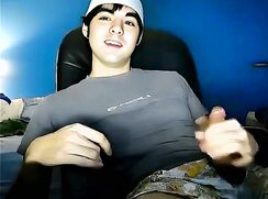 Cute Dark Hair Twink cums on his face - AI Enhanced