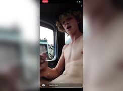 Blond boy cums loudly in car gay porn tube