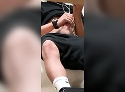 Spy hot twink jerking in the bathroom