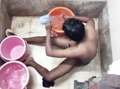 Desi twink takes a bath