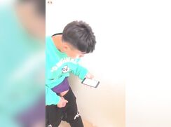 chinese boy ejaculation in the toilet