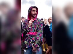 Helping drunk mate piss into a bottle and taste