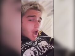 cute face blonde guy cumming in his mouth
