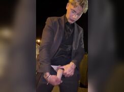 cute blonde drunk get hornie at street so jacks off