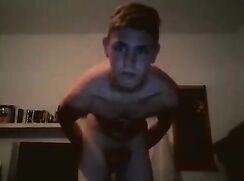 [ABX][5][402] - Blond German cam boy strips fingers and floor wank and cum