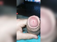 Closeup of uncut Danish boy cum