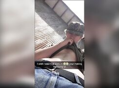 cute fit american blonde jacking on snap to girl