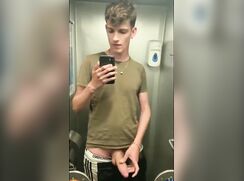 cute guy get hornie while taveling jacking cum on train