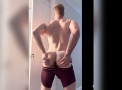 cute fit cnadian showing his amazing body and cock cumming again