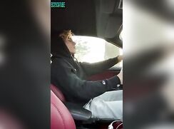 Sabian: Blond car driver wanks and cums in car