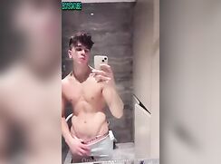Sabian: Hot twink taking selfie of his cum load