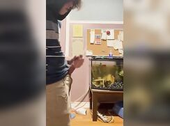 omg ,he feed the fishes with that cum!