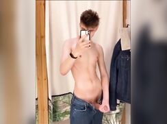 cute blonde risky wanking in the fiting room at mall boys porn