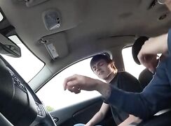 Boy sucking man car auto public porn