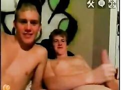 Straight frat bros masturbate together