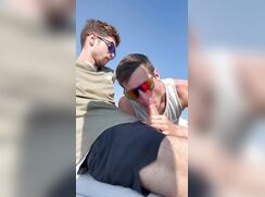 Bearded Twink Receives Deepthroat On Public Beach boys porn